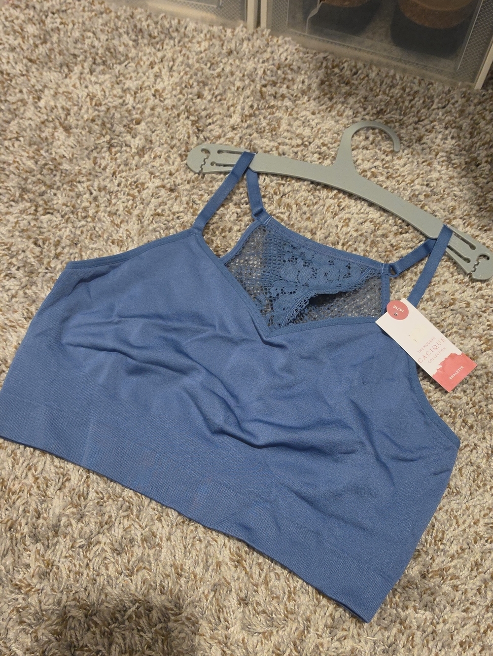 Cacique Lace-Inset Bralette in Blue